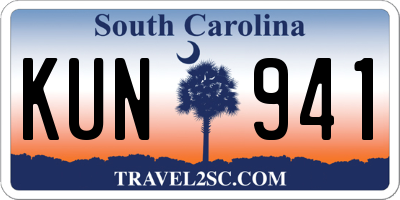 SC license plate KUN941