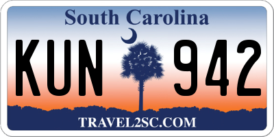 SC license plate KUN942