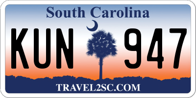 SC license plate KUN947