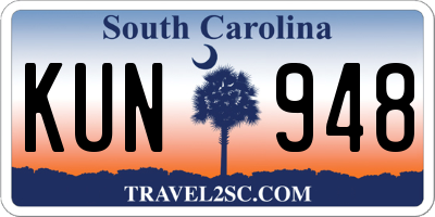 SC license plate KUN948