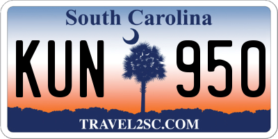 SC license plate KUN950