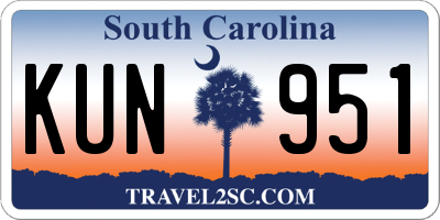 SC license plate KUN951