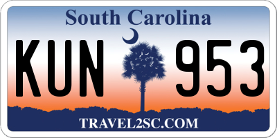 SC license plate KUN953