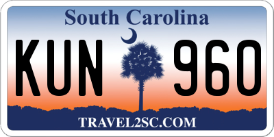 SC license plate KUN960