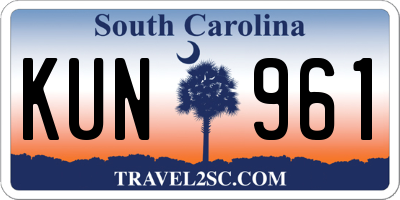 SC license plate KUN961
