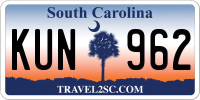 SC license plate KUN962