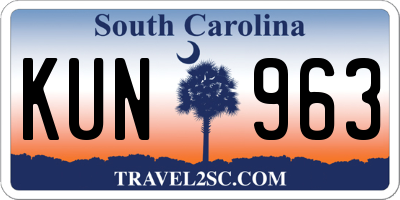 SC license plate KUN963