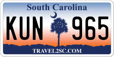 SC license plate KUN965