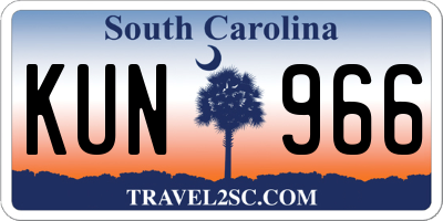 SC license plate KUN966
