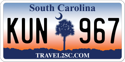 SC license plate KUN967