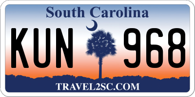 SC license plate KUN968