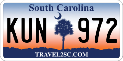 SC license plate KUN972