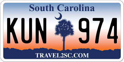 SC license plate KUN974