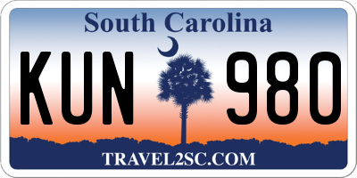 SC license plate KUN980
