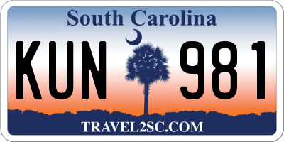 SC license plate KUN981