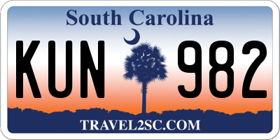SC license plate KUN982