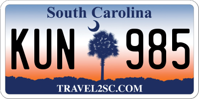 SC license plate KUN985