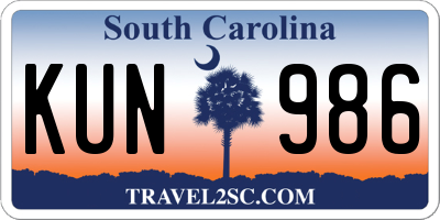 SC license plate KUN986