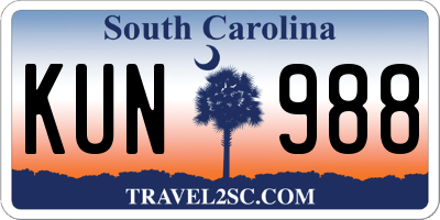 SC license plate KUN988