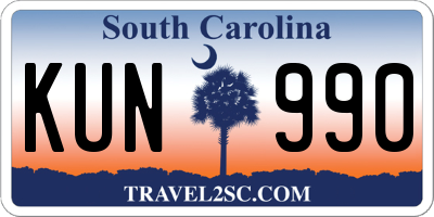 SC license plate KUN990