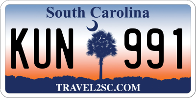 SC license plate KUN991