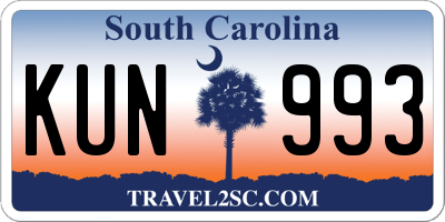 SC license plate KUN993