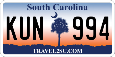 SC license plate KUN994