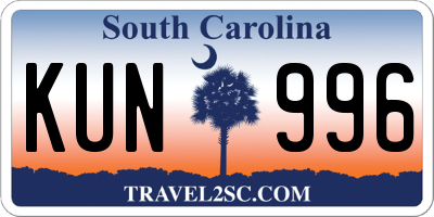 SC license plate KUN996