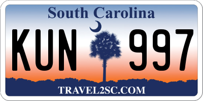 SC license plate KUN997