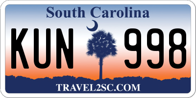 SC license plate KUN998