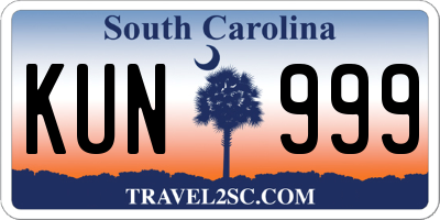 SC license plate KUN999
