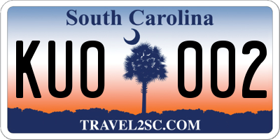SC license plate KUO002