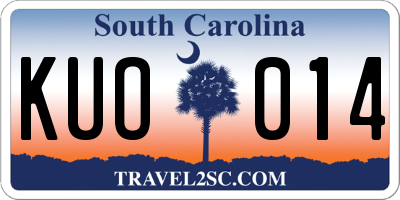 SC license plate KUO014