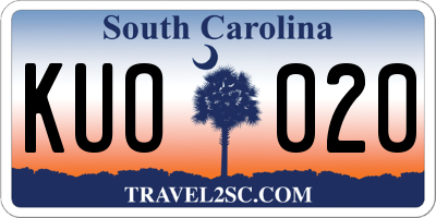 SC license plate KUO020