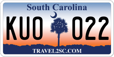 SC license plate KUO022