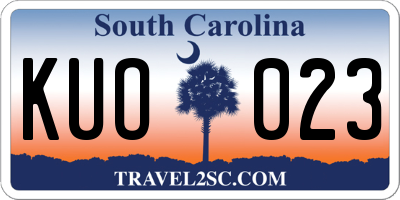 SC license plate KUO023