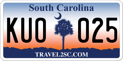 SC license plate KUO025