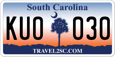 SC license plate KUO030
