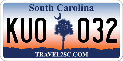 SC license plate KUO032
