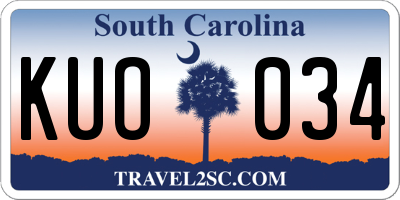 SC license plate KUO034