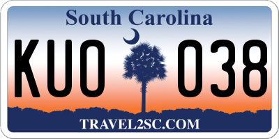 SC license plate KUO038