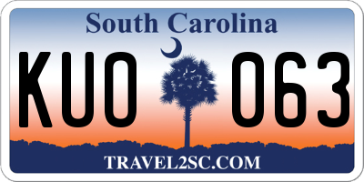 SC license plate KUO063