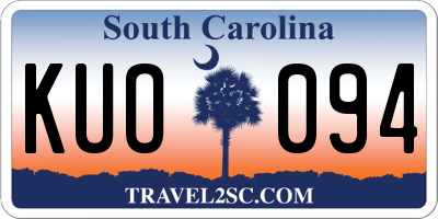 SC license plate KUO094