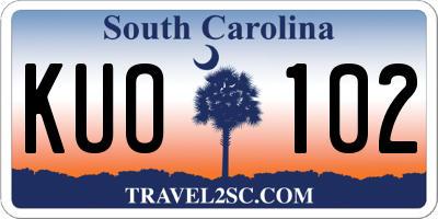 SC license plate KUO102