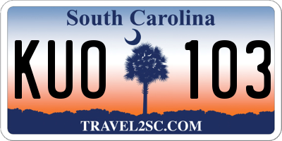 SC license plate KUO103