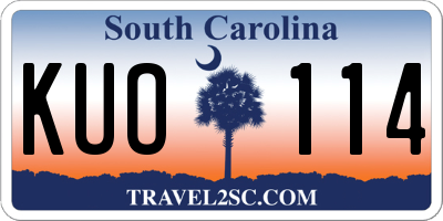SC license plate KUO114