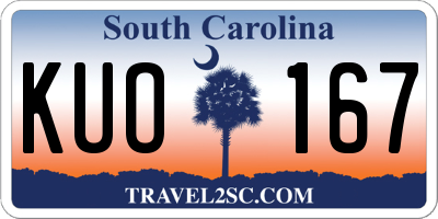SC license plate KUO167