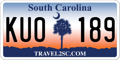 SC license plate KUO189