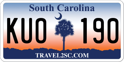 SC license plate KUO190
