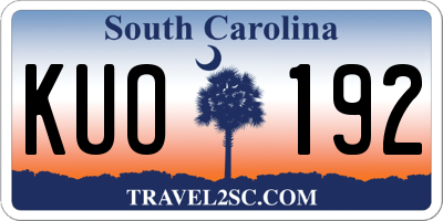 SC license plate KUO192